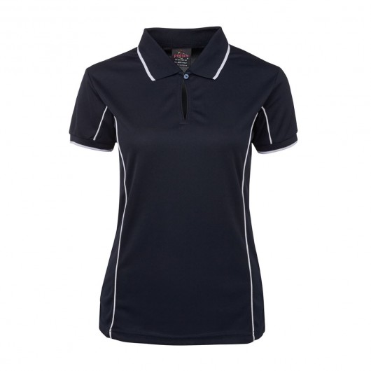 Navy White Ladies Piping Polo Shirts